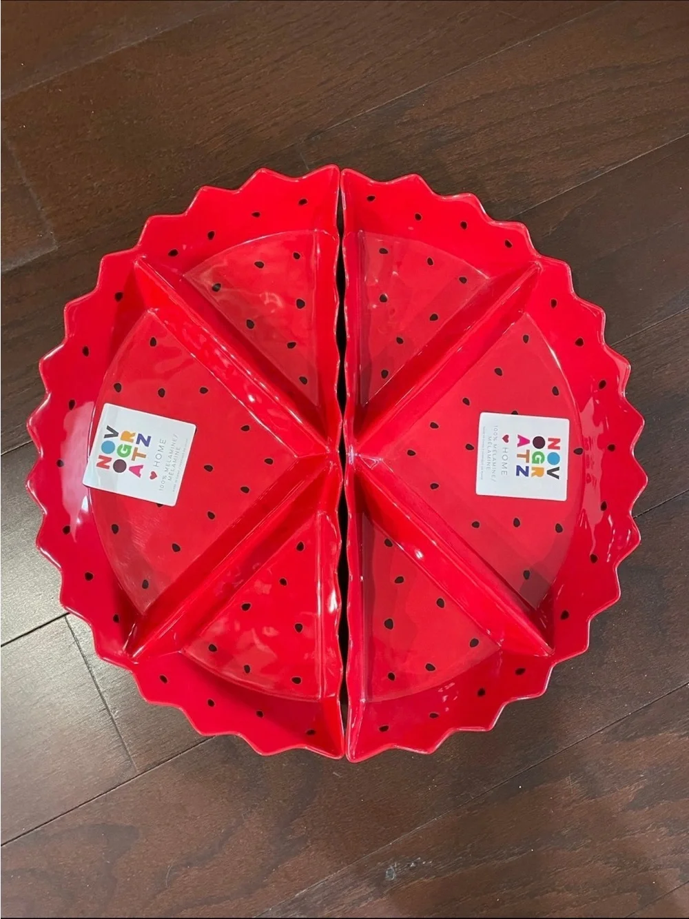 NOVOGRATZ WATERMELON MELAMINE DIVIDED SERVING DISHES 2